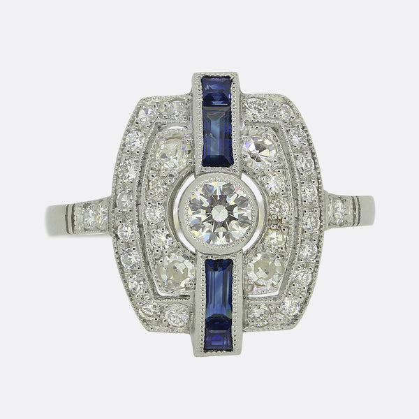Art Deco Style Sapphire and Diamond Ring
