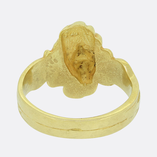 Art Nouveau Gold Face Ring