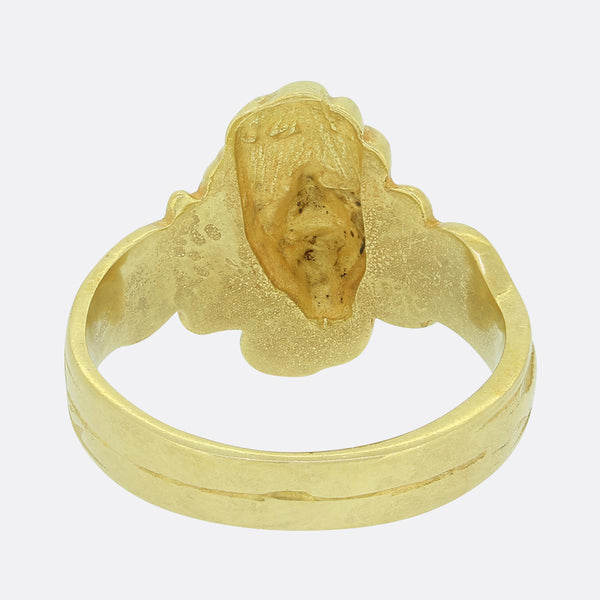 Art Nouveau Gold Face Ring