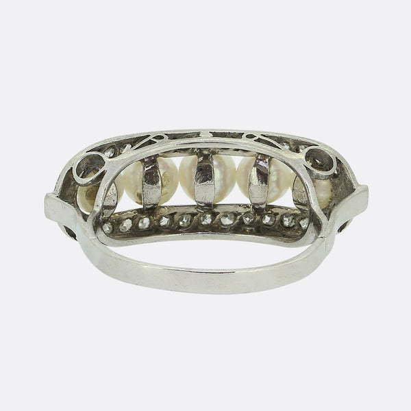 Edwardian Pearl and Diamond Cluster Ring