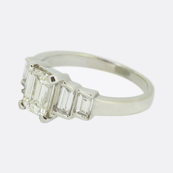 Art Deco 1.25 Carat Emerald Cut Diamond Ring