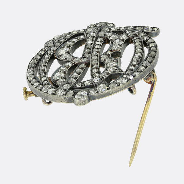 Edwardian 2.80 Carat Diamond B Brooch