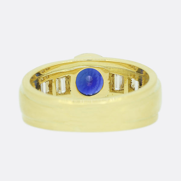 Sapphire and Baguette Cut Diamond Band
