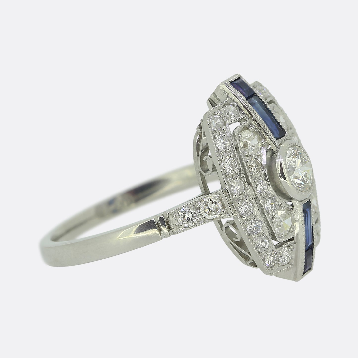 Art Deco Style Sapphire and Diamond Ring