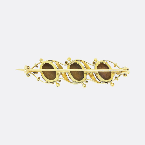 Victorian Cat's Eye and Seed Pearl Brooch