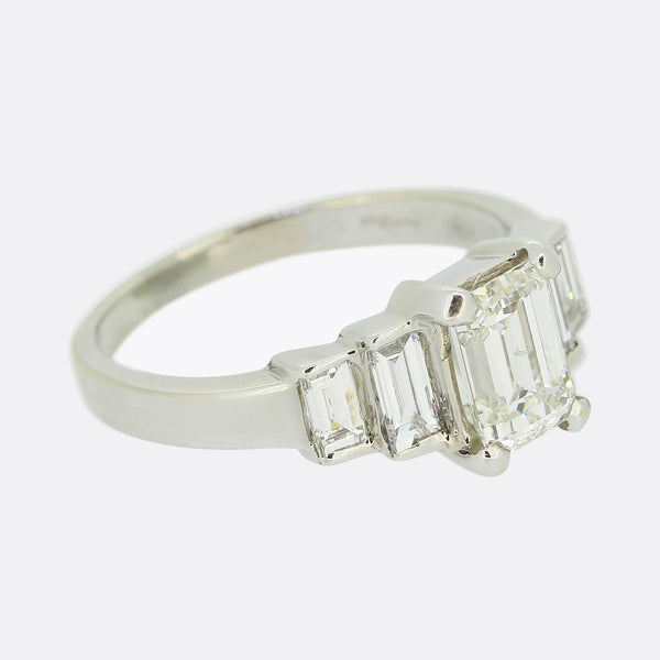 Art Deco 1.25 Carat Emerald Cut Diamond Ring