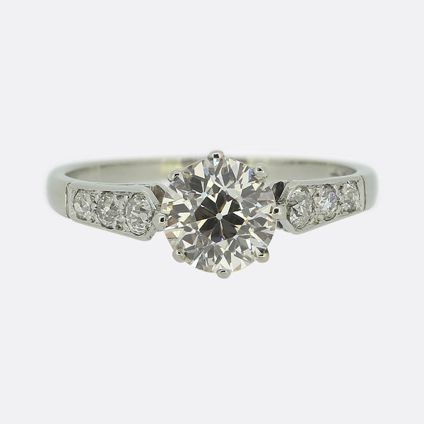Art Deco 0.90 Carat Diamond Solitaire Engagement Ring