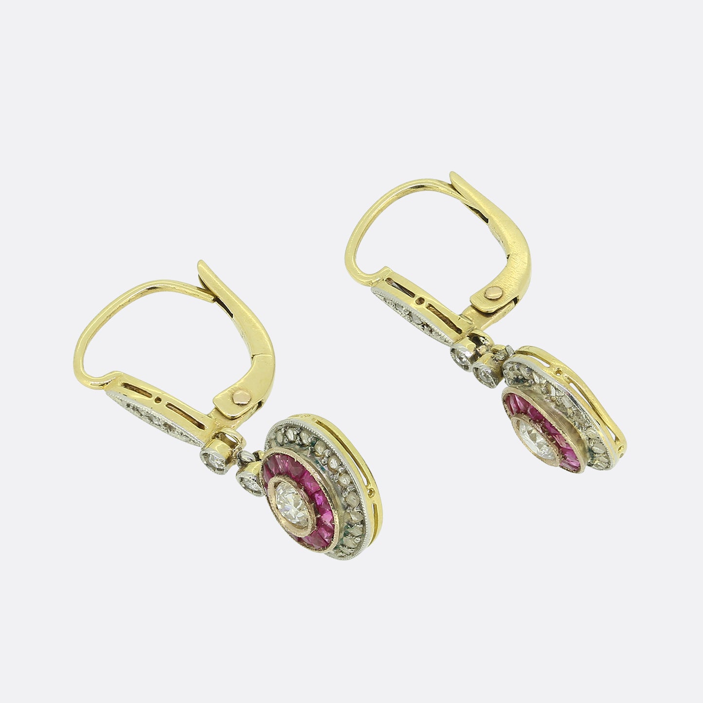 Art Deco Ruby and Diamond Drop Earrings