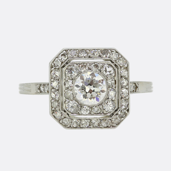 Art Deco 1.00 Carat Diamond Target Ring