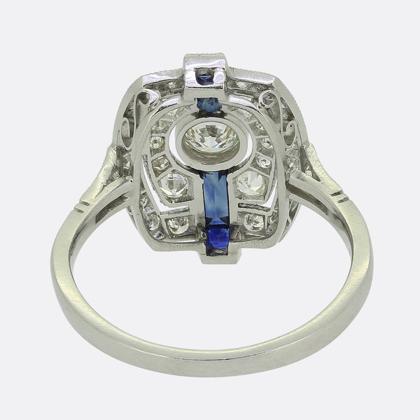 Art Deco Style Sapphire and Diamond Ring