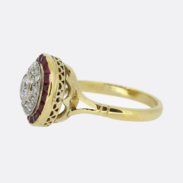 Victorian Ruby and Diamond Cluster Ring