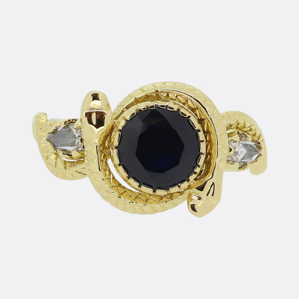 Gaetano Chiavetta Sapphire and Diamond Double Snake Ring