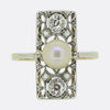 Edwardian Natural Pearl and Diamond Plaque Ring