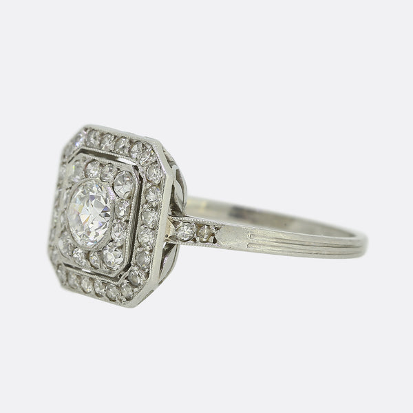 Art Deco 1.00 Carat Diamond Target Ring