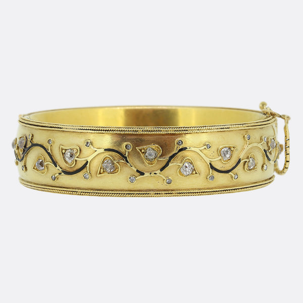Antique Napoleon III Diamond Keepsake Bangle