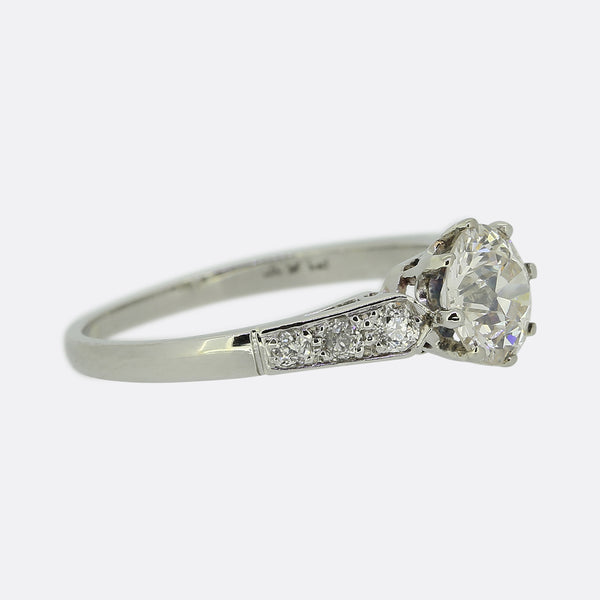 Art Deco 0.90 Carat Diamond Solitaire Engagement Ring