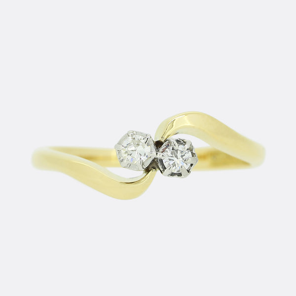 Two Stone Diamond Crossover Ring
