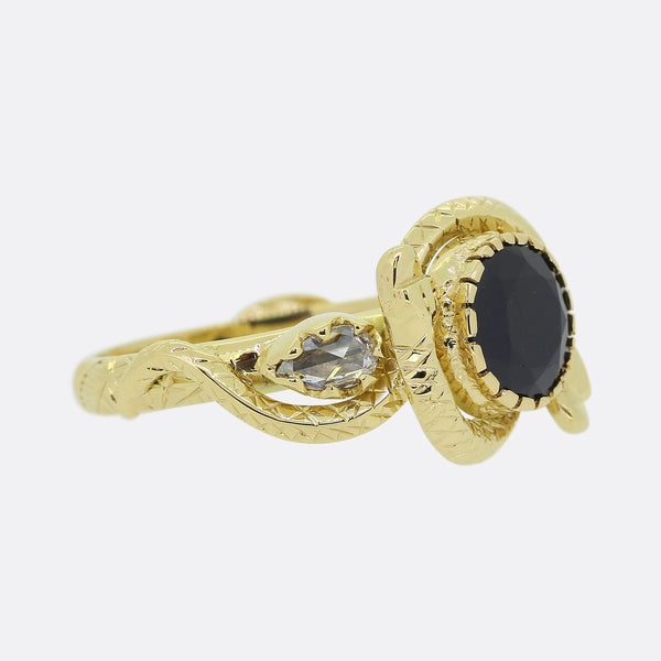 Gaetano Chiavetta Sapphire and Diamond Double Snake Ring