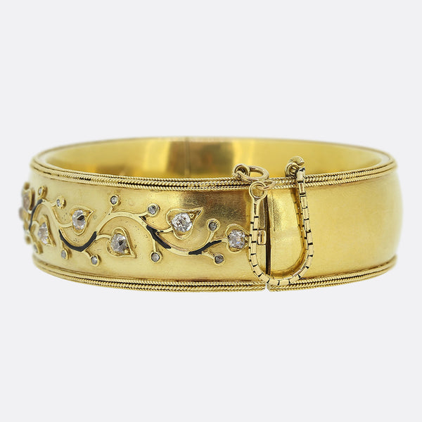Antique Napoleon III Diamond Keepsake Bangle