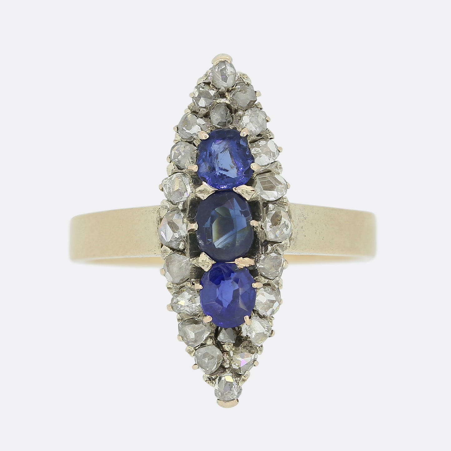 Victorian Sapphire and Diamond Navette Ring