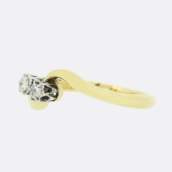 Two Stone Diamond Crossover Ring