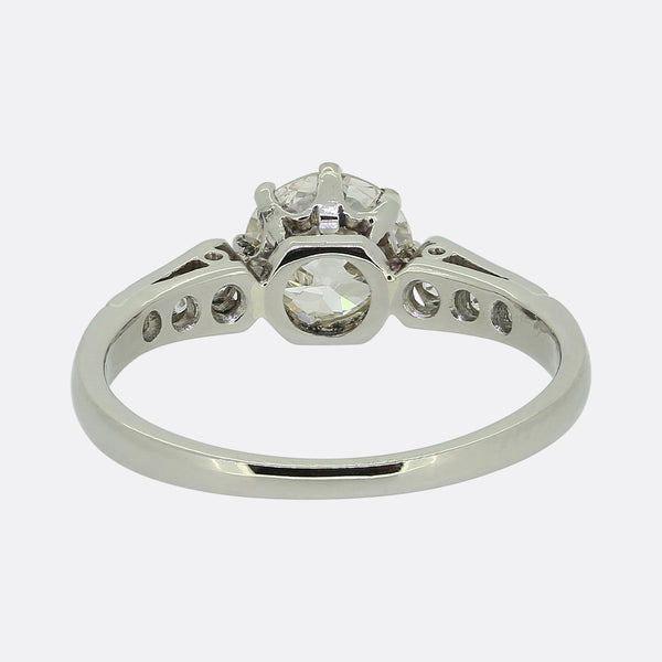 Art Deco 0.90 Carat Diamond Solitaire Engagement Ring