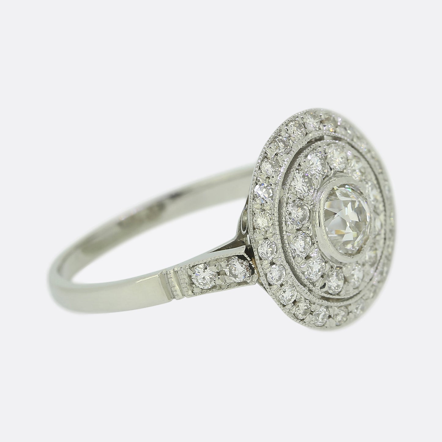 Art Deco Style 0.30 Carat Old Cut Diamond Target Ring