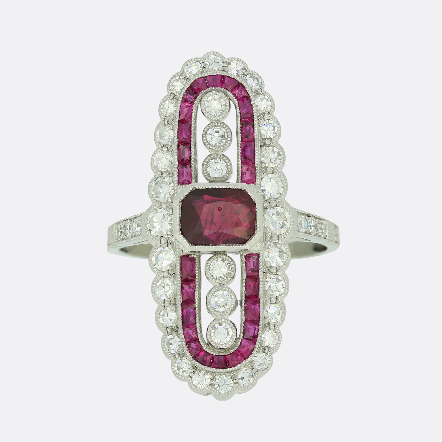 Art Deco Style Diamond and Ruby Tablet Ring – The Vintage Jeweller