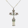 Edwardian Diamond Emerald and Pearl Sautoir Necklace