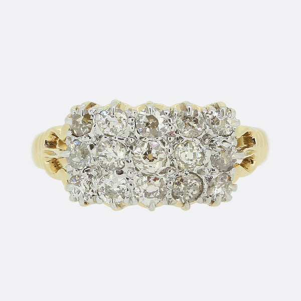Edwardian Old Cut Diamond Three Row Ring