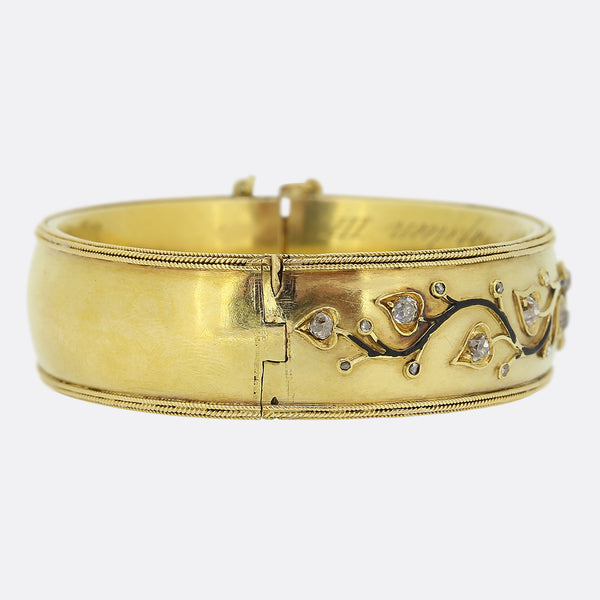 Antique Napoleon III Diamond Keepsake Bangle