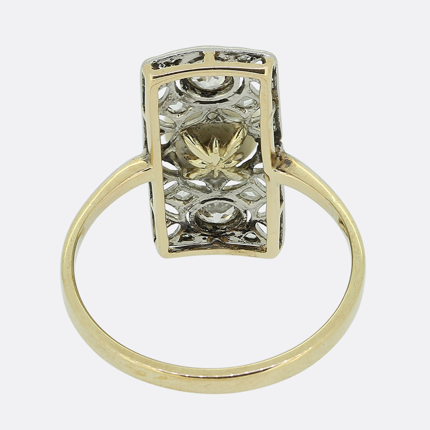 Edwardian Natural Pearl and Diamond Plaque Ring