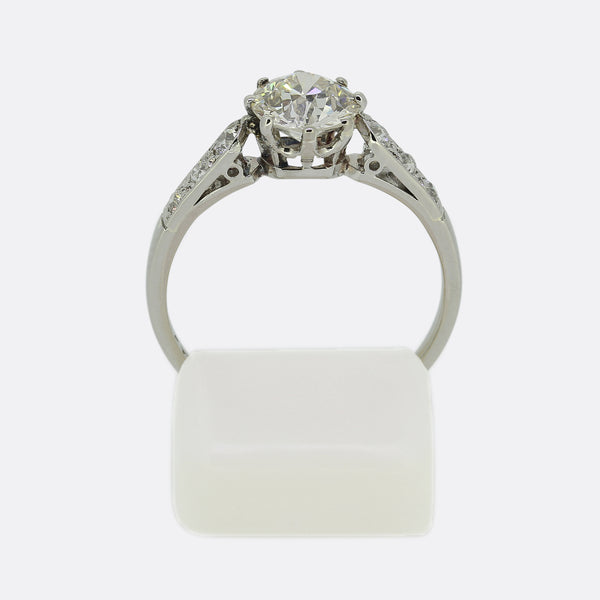 Art Deco 0.90 Carat Diamond Solitaire Engagement Ring