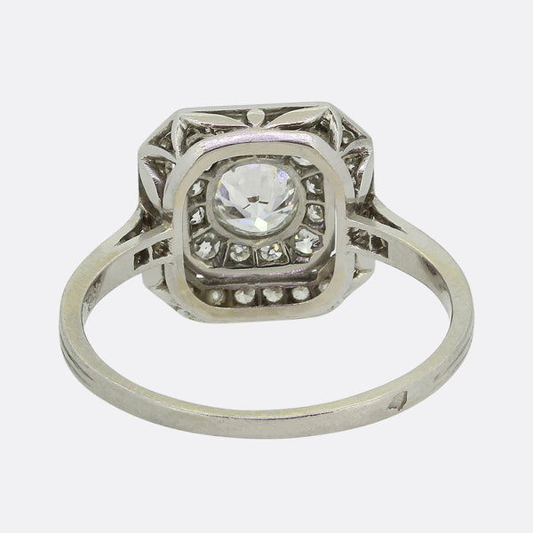 Art Deco 1.00 Carat Diamond Target Ring