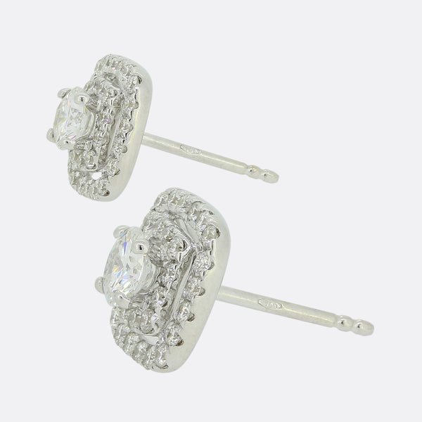 0.98 Carat Diamond Cluster Stud Earrings