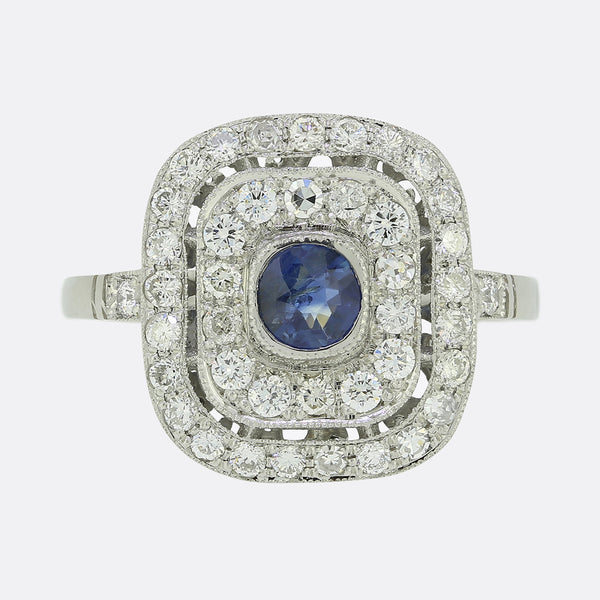 Art Deco Style Sapphire and Diamond Ring