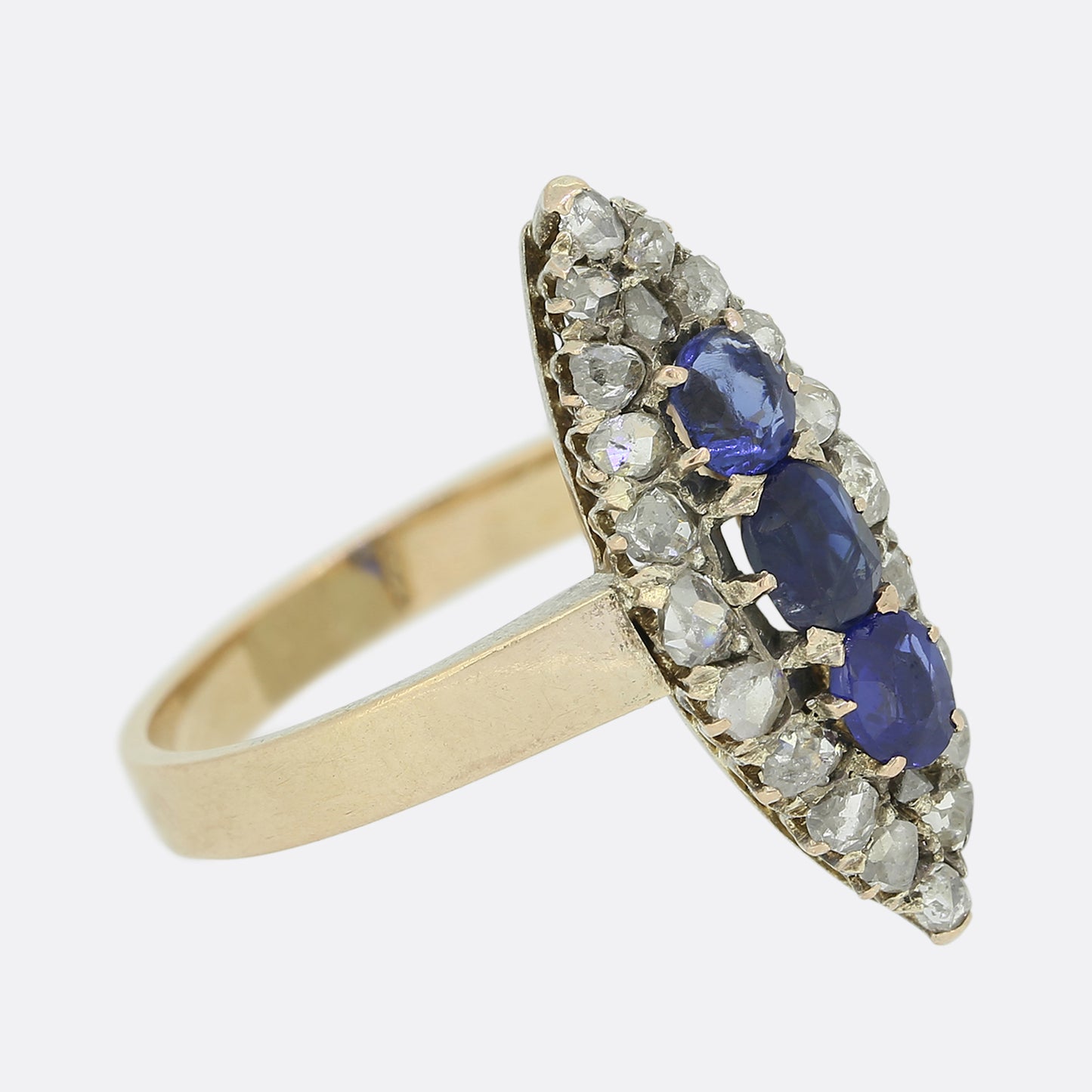 Victorian Sapphire and Diamond Navette Ring