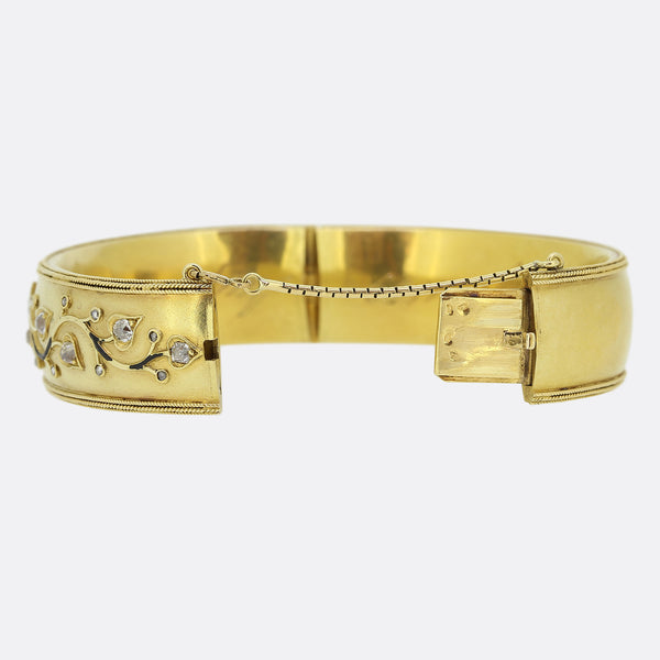 Antique Napoleon III Diamond Keepsake Bangle