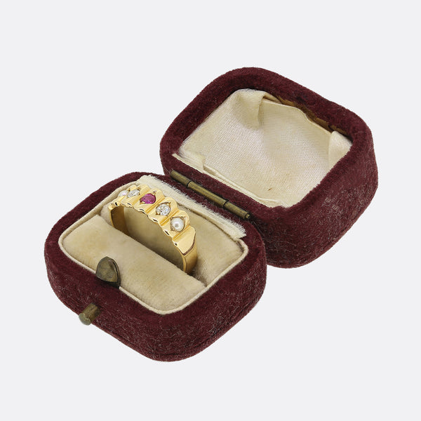 Victorian Ruby Pearl and Diamond Ring
