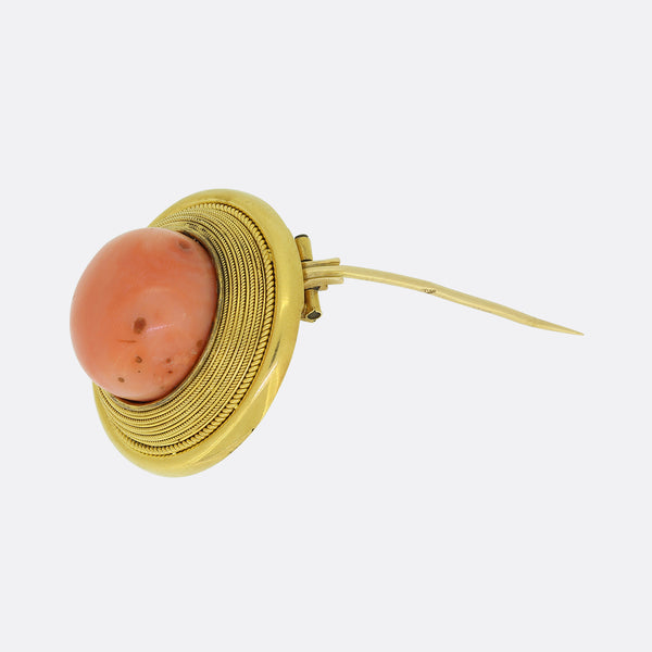 Victorian Antonio Carli Coral Brooch