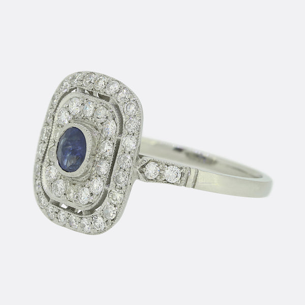 Art Deco Style Sapphire and Diamond Ring