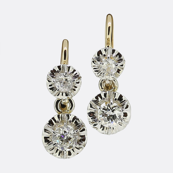 Antique Old Cut Diamond Drop Earrings