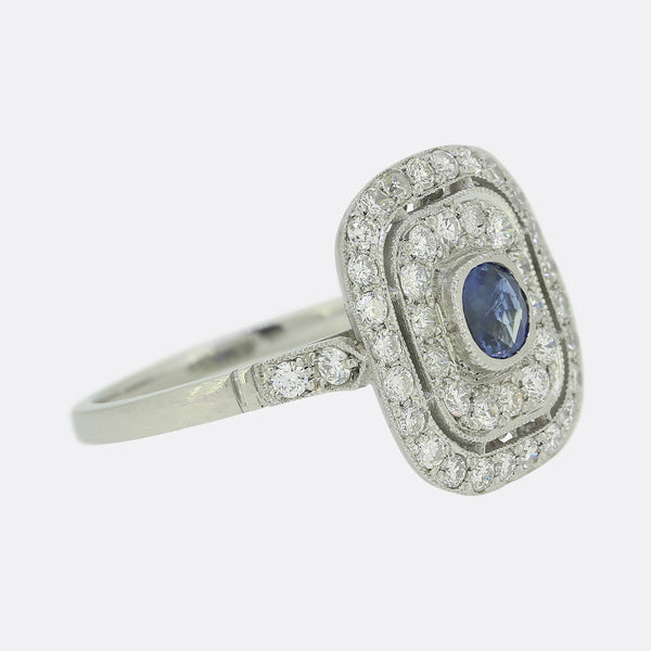 Art Deco Style Sapphire and Diamond Ring