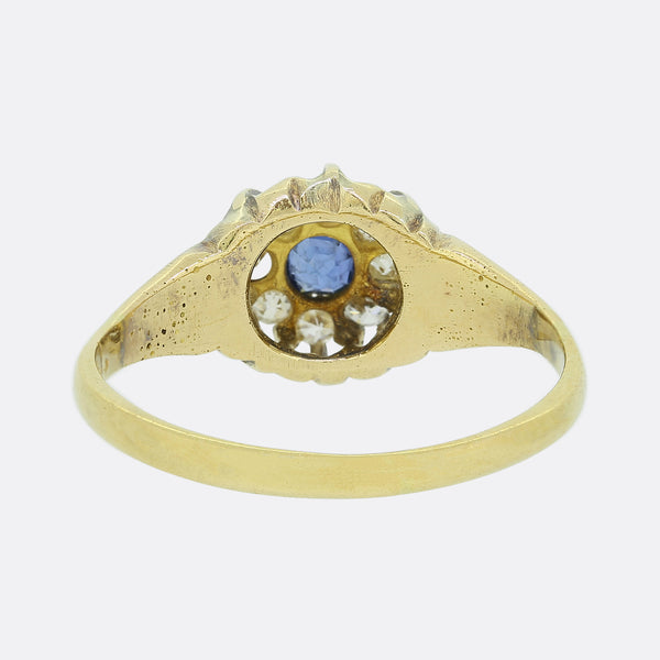 Edwardian Sapphire and Diamond Cluster Ring