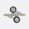 Art Deco Sapphire and Diamond Double Target Ring