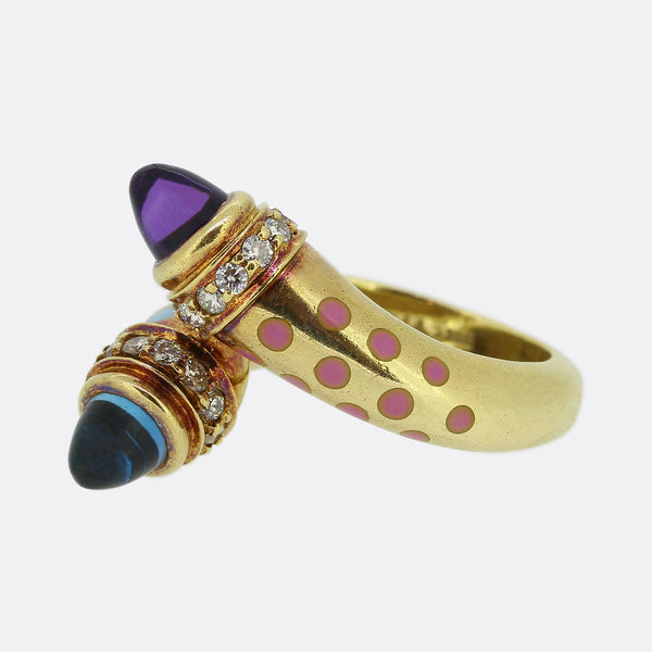 Susy Mor Sugarloaf Amethyst Topaz and Diamond Ring