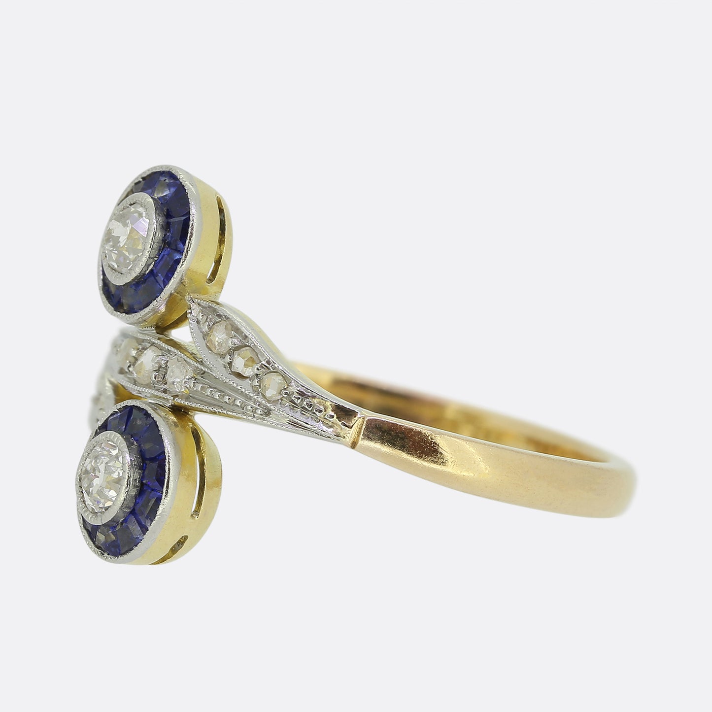 Art Deco Sapphire and Diamond Double Target Ring