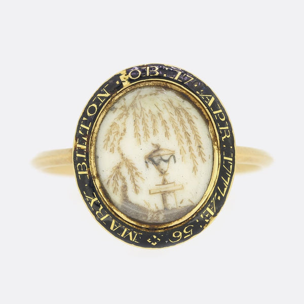 Georgian 1770s Enamel and Hair Miniature Mourning Ring