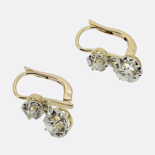 Antique Old Cut Diamond Drop Earrings