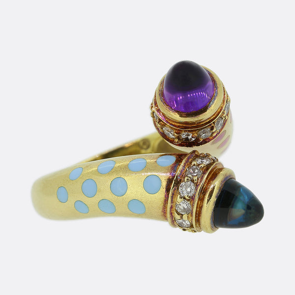 Susy Mor Sugarloaf Amethyst Topaz and Diamond Ring